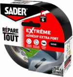 Adesivo extra forte - SADER - Ripara tutte le situazioni estreme - Interni ed esterni - Tutte le superfici - Nero - Facile da tagliare - 20 m x 50 mm