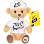Peluche ufficiale del Tour de France - GIPSY TOYS - Orsetto con maglia e cappellino, miglior giovane vincitore, bianco - 15 cm
