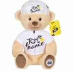 Peluche ufficiale del Tour de France - GIPSY TOYS - Orsetto con maglia e cappellino, miglior giovane vincitore, bianco - 24 cm