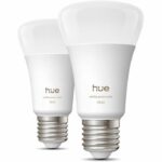Confezione da 2 lampadine LED connesse A60 - PHILIPS HUE - Luce bianca e colorata - Attacco E27 - 8,1W - 1000-2000k - 1100 lumen