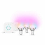 Kit di avviamento - PHILIPS HUE - Illuminazione ambientale bianca e colorata - 1 Bridge + 3 faretti LED GU10 + 1 dimmer - immagine 2