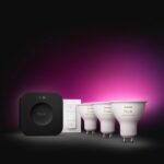Kit di avviamento - PHILIPS HUE - Luce bianca e atmosfera colorata - 1 Bridge Pro + 3 faretti GU10 da 400 lumen + 1 interruttore dimmer - immagine 2