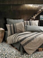 Set di biancheria da letto - 1 copripiumino 140 x 200 cm + 2 federe 60 x 60 cm - 100% cotone rinforzato - Marrone