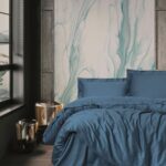 Set letto - 1 copripiumino 140 x 200 cm + 1 federa 60 x 60 cm - Satin - Blu