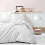 Completo letto - 1 copripiumino 140 x 200 cm + 1 federa 60 x 60 cm - Raso - Stampa a righe bianche