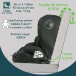 Seggiolino auto convertibile - BAMBISOL - AY575N - Gruppo 1/2/3 - I-Size - Isofix - Riduttore - Nero - immagine 5