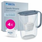 Caraffa filtrante per acqua minerale BRITA Essential Style Blue - Capacità 2,4 l (acqua filtrata 1,4 l) - 4 filtri Maxtra Pro Pure Performance