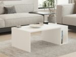Tavolino MEMO - Bianco - Piano sollevabile e contenitore integrato - L 86,8 cm x P 32,4 cm x A 50 cm - immagine 2