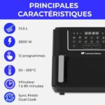 Friggitrice ad aria Continental Edison CEFR2400TB - 2600 W - 10,5 L - Nero - immagine 6