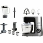 Impastatrice planetaria multifunzione - DOMO - 1200 W - 4,5 L - 8 velocità + Pulse - Grigio / Nero - immagine 3