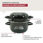 Pentola per cozze smaltata - Adatta a tutti i piani cottura, inclusa l'induzione - FACKELMANN - 20,5 x 26 x 17,5 cm - Nero - immagine 2