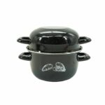 Pentola per cozze smaltata - Adatta a tutti i piani cottura, inclusa l'induzione - FACKELMANN - 20,5 x 26 x 17,5 cm - Nero