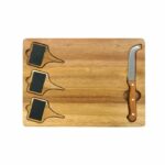 Tagliere per formaggi - FACKELMANN - Con ardesia + coltello per formaggio - 32 x 23 cm - Legno