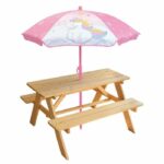 Tavolo da picnic in pino unicorno con parasole - FUN HOUSE - H.53 x L.95 x P.75 cm - Per bambini - immagine 2