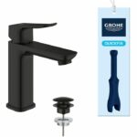 Miscelatore per lavabo - GROHE DICE - Misura M - Cartuccia Ch3 e meccanismo click-clack - Nero opaco