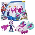 Veicolo elicottero Ghost-Spider con personaggio da 7,5 cm e accessori, giocattoli per bambini dai 3 anni in su, Spidey e i suoi straordinari amici - immagine 6