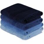 Set di 4 teli da bagno - 70 x 140 cm - Blu