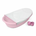 INGENUITY Vaschetta per neonati convertibile rosa extra-large, vaschetta per neonati con amaca in tessuto, supporto per neonati seduti, 2 giochi d'acqua, adatta da 0 a 24 mesi