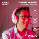 Cuffie da gioco circumaurali cablate Konix - Compatibili con PC, PS5, Switch 2 e Xbox - Design Hello Kitty - Microfono - Cavo da 1,5 m - Bianco e rosa - immagine 4