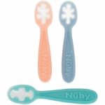 Set di 3 cucchiaini per primi bambini - NUBY - Silicone - Dai 6 mesi - Rosa / Blu / Verde