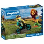 Playmobil 72065 Motocross, Veicolo da corsa, 21 pezzi, pilota e accessori, Età 4+