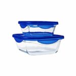 Set di 2 contenitori quadrati per alimenti - PYREX - COOK & GO - Ermetici - 0,8 L e 1,9 L - Vetro