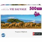 Puzzle per adulti Nathan 500 pezzi - Branco di elefanti (panoramico) - Età 12+ - Qualità premium - Collezione Wildlife 12001866