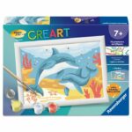 Ravensburger  CreArt Kids 13x18cm  Dipingi con i numeri  Delfini e coralli  Kit di pittura con i numeri  Dai 7 anni in su  12023220
