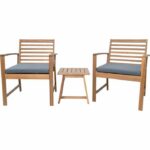 Set di mobili da giardino in legno di acacia FSC con cuscini - 2 persone - Cali - Grigio