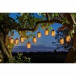 Luci solari da giardino intelligenti da 4,7 m, 10 lanterne CoolFlame effetto fiamma - Nero