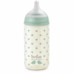 Biberon in vetro per neonati - SUAVINEX - Birdies - Tettarella SX Pro S - 240 ml - da 3 a 6 mesi - Verde