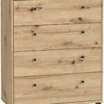 Cassettiera TEMPRA  Effetto rovere artigianale  4 cassetti  L 73,7 × P 34,8 × A 85,5 cm