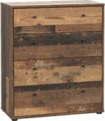 Cassettiera TEMPRA  Effetto legno antico  4 cassetti  L 73,7 × P 34,8 × A 85,5 cm