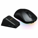Mouse da gioco competitivo + hub di ricarica - Cablato o wireless - THE G-LAB - KULT-TITAN PRO - RGB - 12000 DPI - Nero