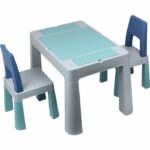 Tavolo attività multifunzionale - THERMOBABY - MULTIPLAY - Con 2 sedie - Grigio / Blu