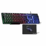 Pacchetto gaming cablato 4 in 1 - THE G-LAB - CHROMIUM EX COMBO - Tastiera a membrana silenziosa e reattiva + mouse + tappetino per mouse - Nero