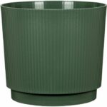 Vaso rotondo per piante - GARDEN ID - Lino - Ø 25 - 7 L - H 22 cm - Verde scuro