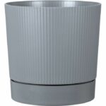 Vaso rotondo con serbatoio - GARDEN ID - Lino - Ø 29 - 14 L - H 29 cm - Grigio puro