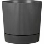Vaso rotondo con serbatoio - GARDEN ID - Lino - Ø 47 - 43 L - H 46 cm - Grigio metallizzato