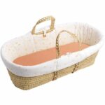 Culla per neonati - SAUTHON - SUNLIGHT - Con materassino e rivestimento in cotone - 0-4 mesi - Bianco / Terracotta
