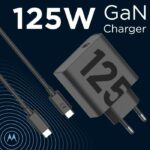 Caricabatterie - MOTOROLA - Caricabatterie per moto - 125W - Ricarica rapida - Da USB-C a USB-C - Cavo da 1 m - Nero - immagine 2