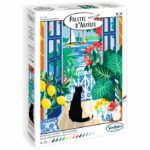 Colori acrilici - SENTOSFERA - Tavolozza dell'artista - Il gatto alla finestra - Dipingi con i numeri per adulti - Quadro su tela