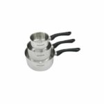 Set di 3 pentole in acciaio inox da 12, 16 e 20 cm, marca Fackelmann Geneva.