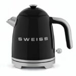 Bollitore vintage - SWISS - KTS9 - 1000 W - 1 L - Base girevole a 360° - Nero