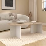 Tavolino girevole - BETTY - Ovale - Rovere / Bianco - 90/130,4 x 60 x 42,2 cm - immagine 3