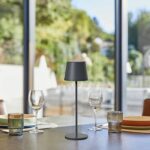 Lampada da tavolo wireless - LUMISKY - KELLY ROCK - Alluminio grigio - LED bianco dimmerabile - Ricaricabile - H38 cm