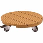 Supporto per vaso con ruote - NATURE - WPC H7.5 x Ø30 cm - 4 ruote - Legno