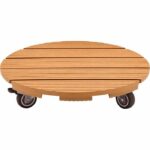 Supporto per vaso con ruote - NATURE - WPC - H8.6 x Ø38 cm - 4 ruote - Legno