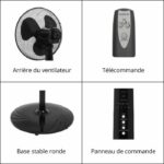 Ventilatore a piede OCEANIC - 45 W - Ø 44 cm - 3 velocità - Oscillante - Inclinabile - Nero - immagine 6