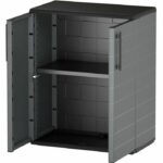 Mobile basso - TOOD - 2 ante + 1 ripiano in polipropilene - 68 x 37 x H.84 cm - Grigio - immagine 2